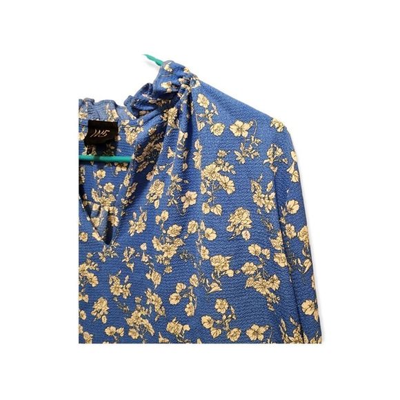W5 Anthropologie Long Sleeve XL Ruffle Blue Floral Peasant Blouse - Picture 8 of 13